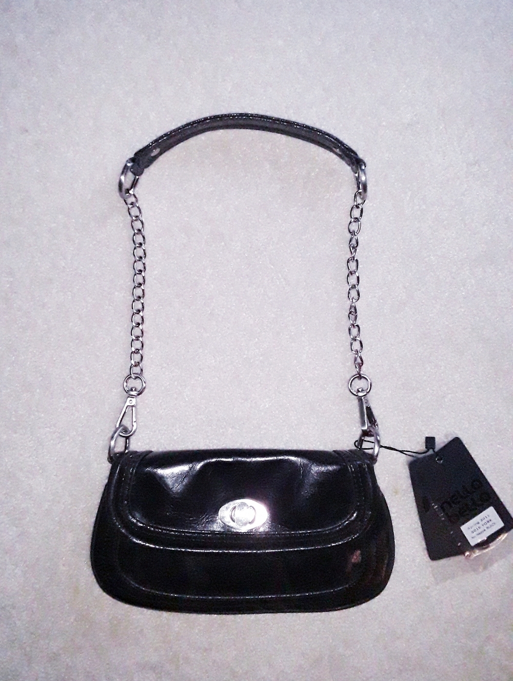 Vintage 2010s Small Black Metal Chain Shoulder Bag / Clutch Indie Sleaze